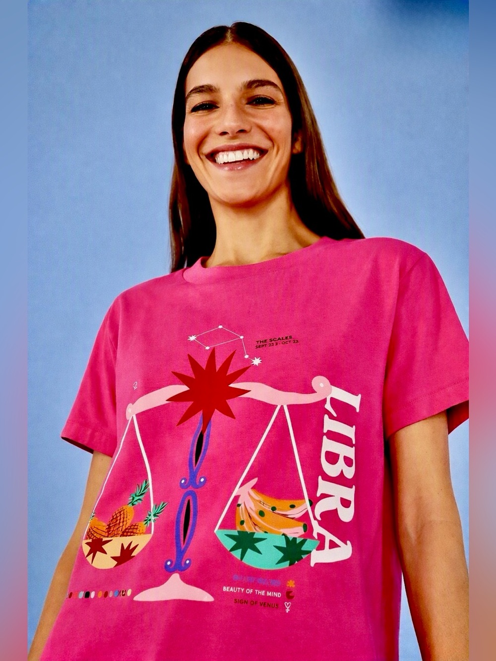 Farm Rio Pink Libra Graphic Women’s T-Shirt size Large